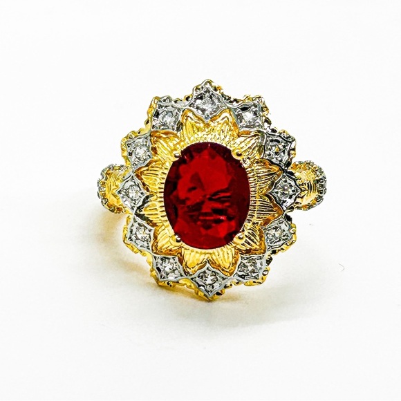 NWT Gorgeous large cocktail ring with Red stone adjustable size - Picture 10 of 16